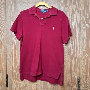 Polo Ralph Lauren Men's Burgundy Custom Fit Polo Shirt Lg Embroidered‎ Pony
